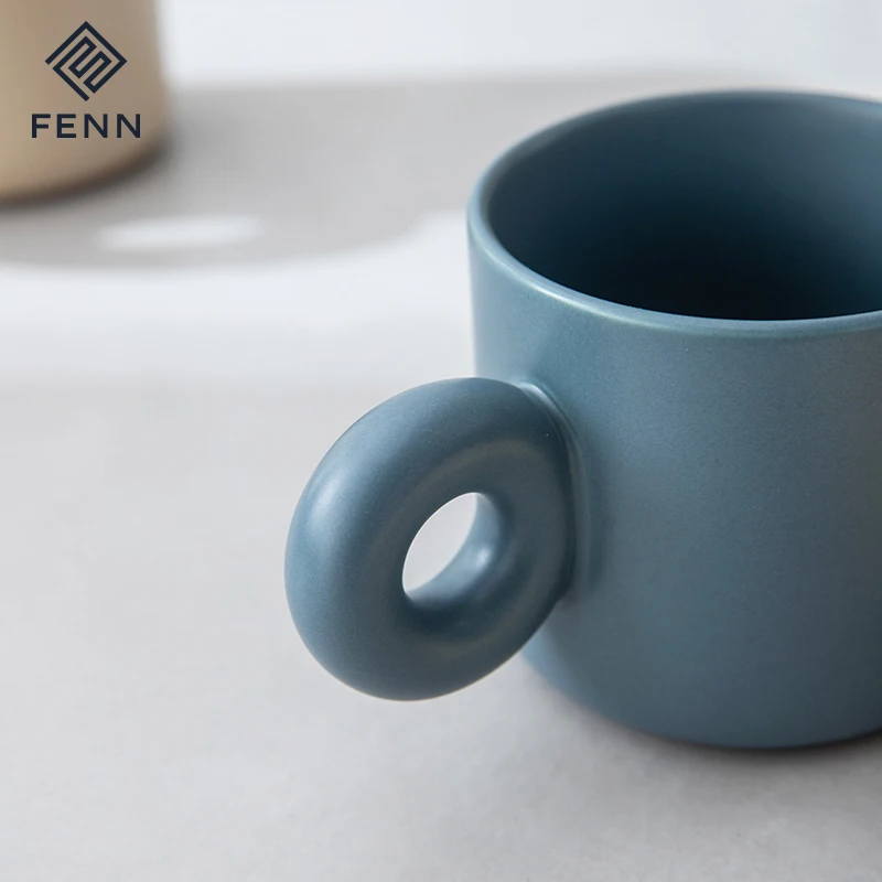 product fenn 11oz drinkware gifts nordic design matte color glaze customized logo round ceramic cafe mug with thick handle gift mug-60