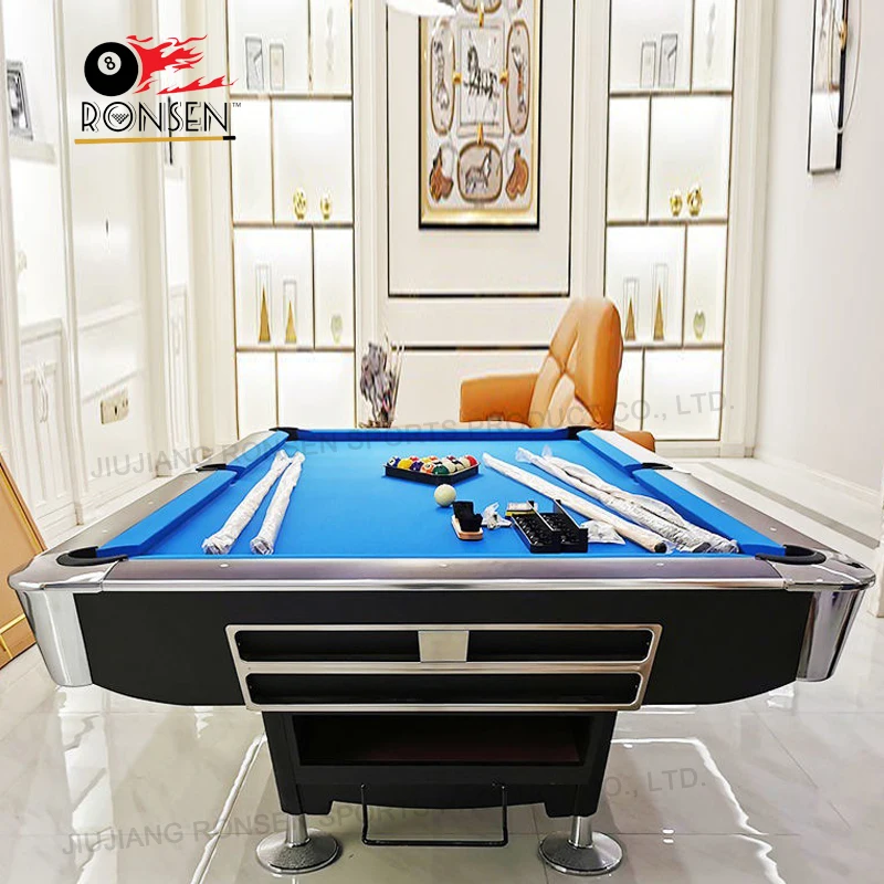 Новый выпуск Ronsen Billard заводской дешевый черный бильярдный стол со светодиодной подсветкой для продажи на Филиппинах