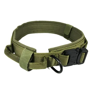 Heavy Duty Custom Pet Collar Nylon Adjustable Tactical Dog Collar Metal Buckle With Handle