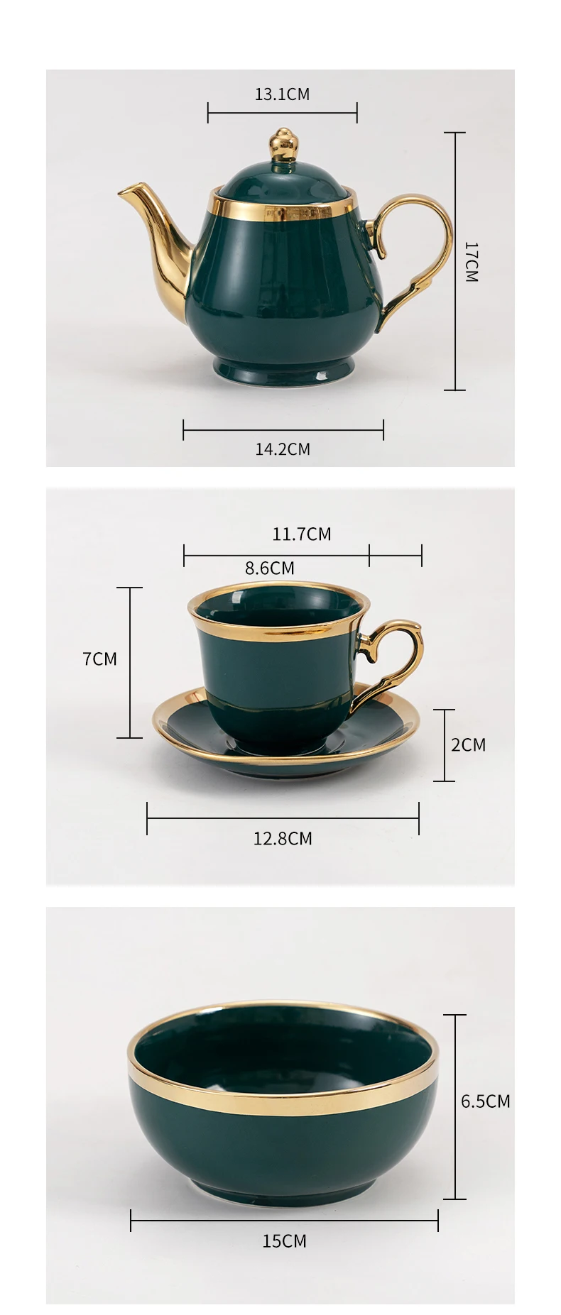 2023 New Luxury Green Crockery Ceramic Dinner Plates Sets Dinnerware