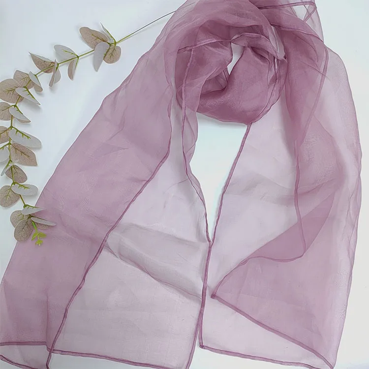 High Quality 100% Silk Organza Long Scarf 180*38cm Multi-color Can