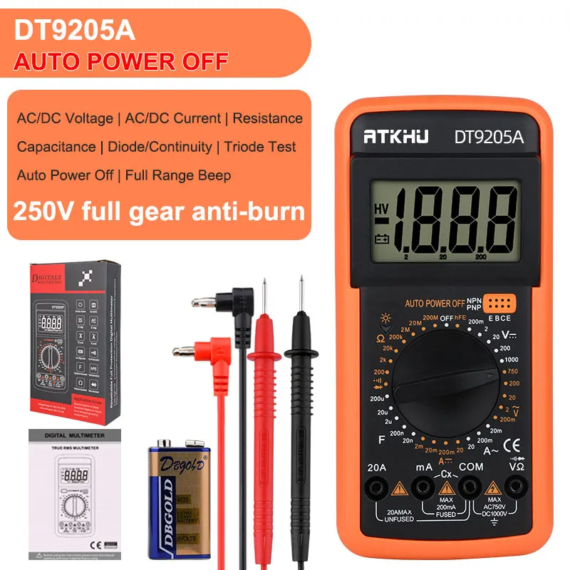 Dt9205a Digital Multimeter Electrical Multimeter Tester Multimetro ...
