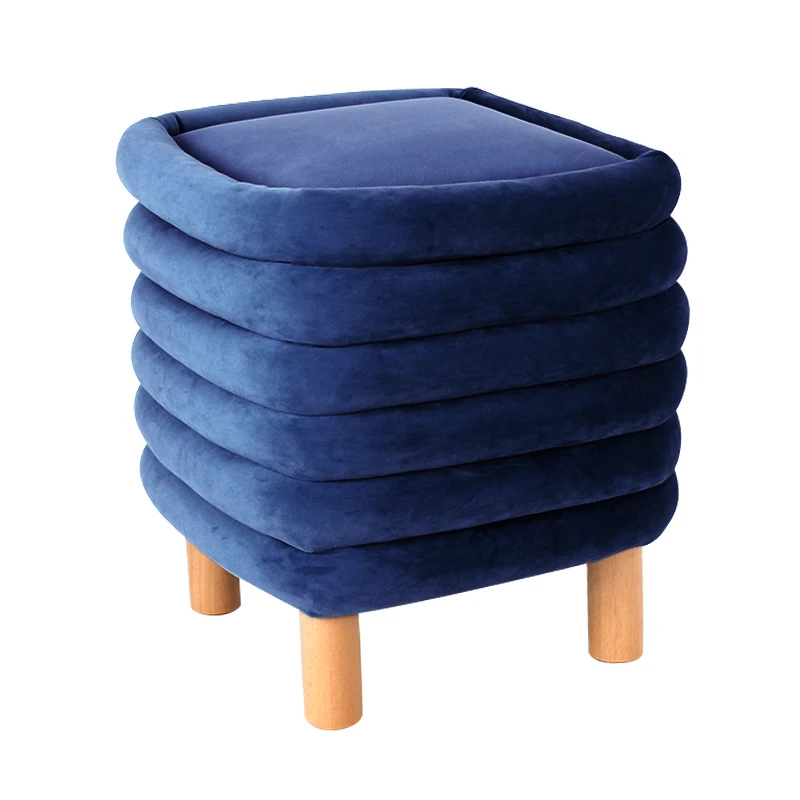 Custom 2026 Hot Selling Wholesale Cheap New Style Colorful Blue Stool Squares Storage Velvet Ottoman Stool