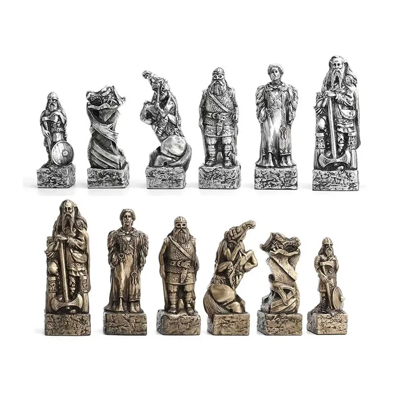 Polyresin Chess Pieces Nordic Viking Soldier Army Figures Figurine