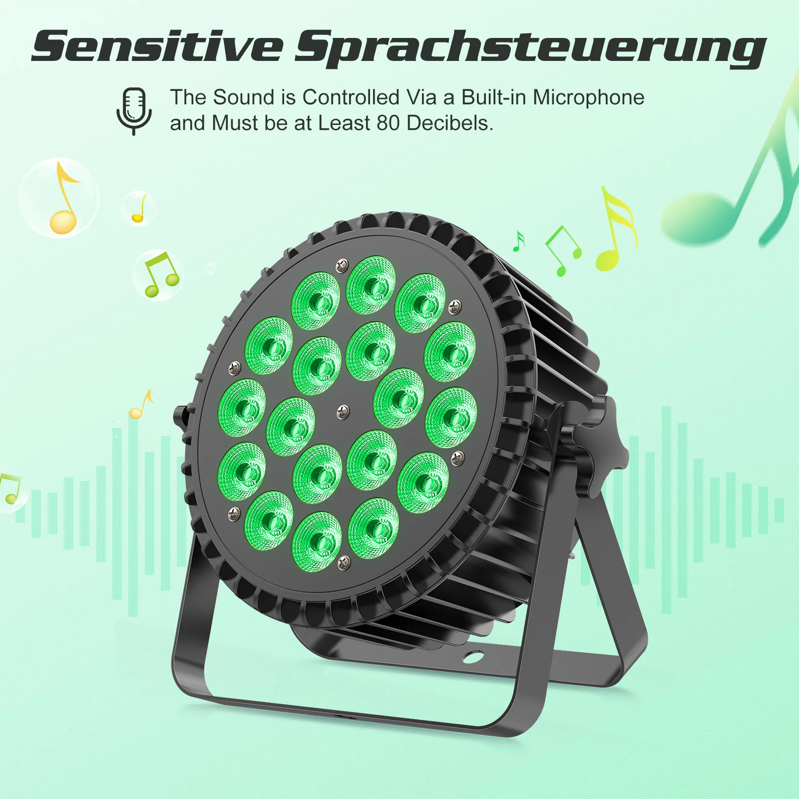 200W LED Par RGBWA UV 6 in 1 Bühnenlicht Strahler, 18 LED Par Scheinwerfer Aluminiumschale mit D MX 7/10CH und Strobe, Discolicht Partylicht für Bar Party Hochzeit Weihnachten Halloween
