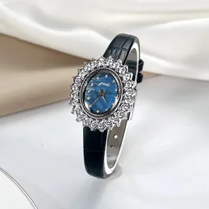 2026 Top Sale Custom Watch logo Full Diamond Petite Sunflower Quartz Watch for Women Unique Ice Out Watch