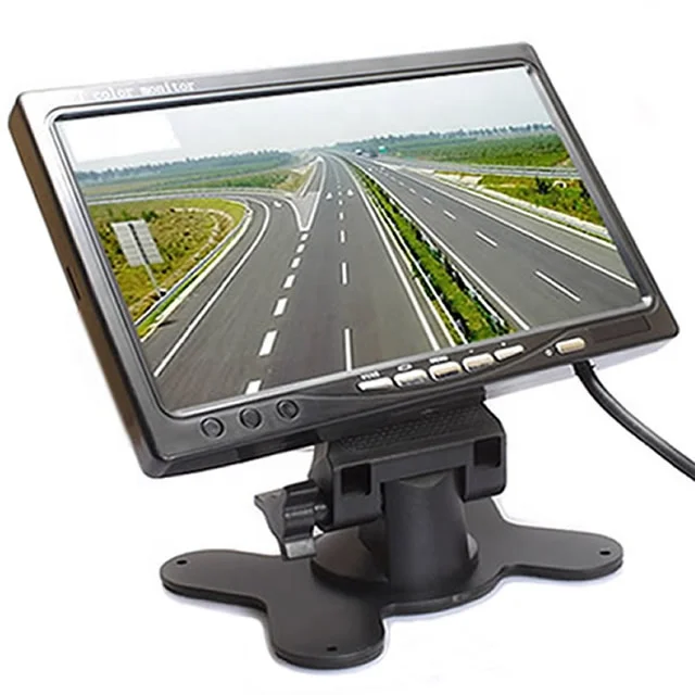With Remote Control and Stand 7 Inch TFT LCD Color Monitor 1 Video Audio Input 1024X600 Car Rear View Monitor VCR DVD TV Monitor