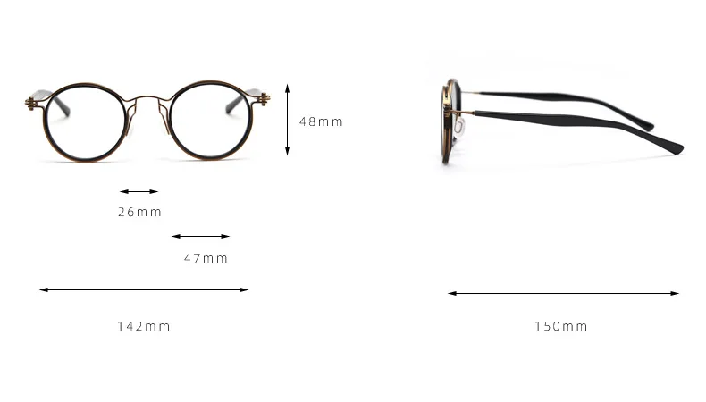 Handmade Plate Foot Personality Retro Metal Flat Mirror Punk Myopia Glasses Frame