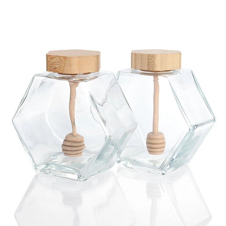 High Quality 100ml 220ml 380ml Food Grade Glass Honey Jar With Wooden Cork