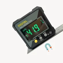 4x90° Digital Protractor Magnetic Base 0.05° Resolution Digital Inclinometer Level Measuring Instrument LCD Display Plastic
