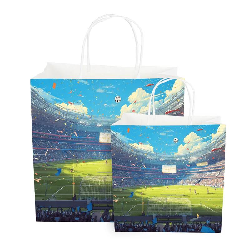 World Cup Food Packaging Paper Bags Kraft Takeaway Packaging Sack for Football Stadium Catering Delivery Service