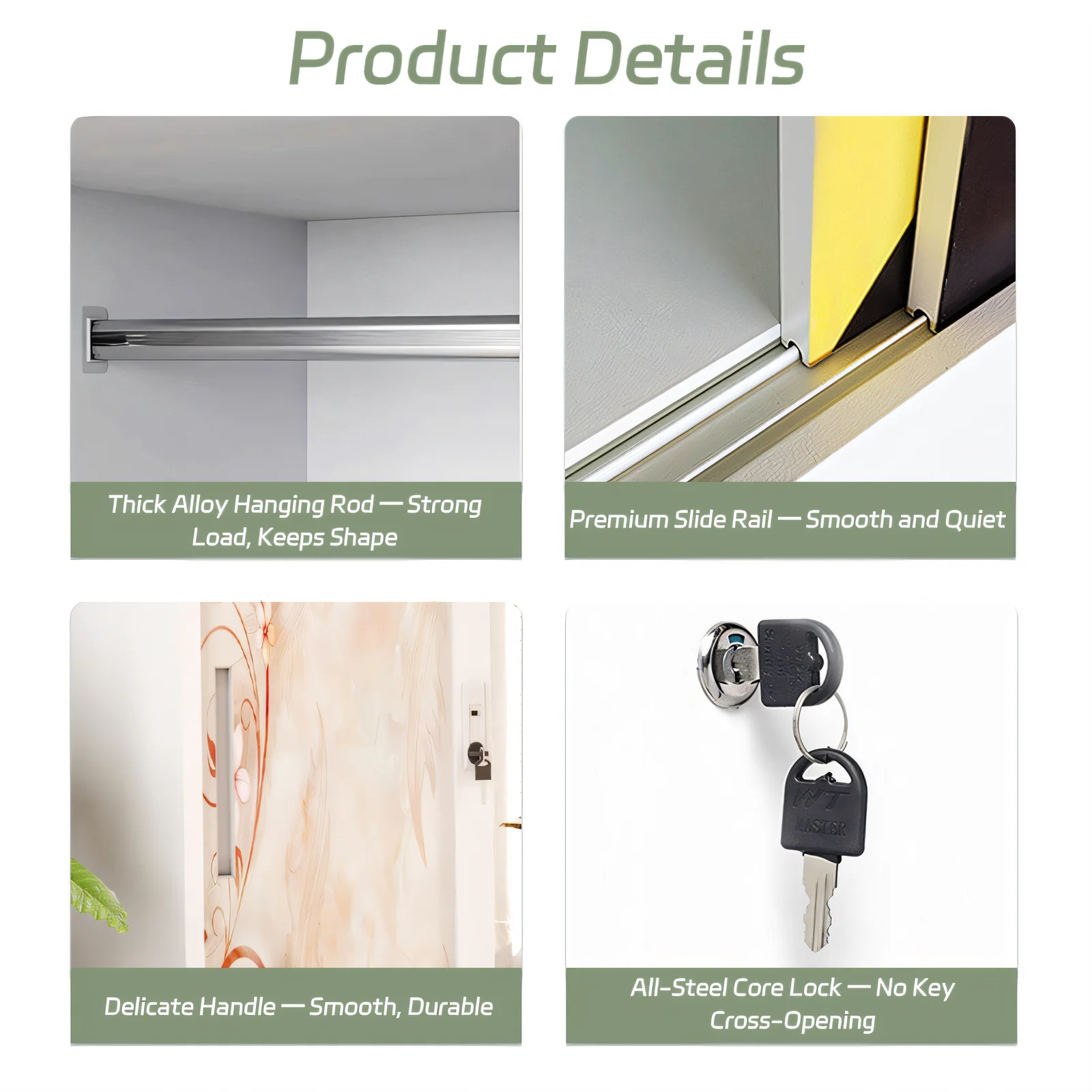 Metal Sliding Wardrobe with Mirror for Modern Bedrooms and Storage
