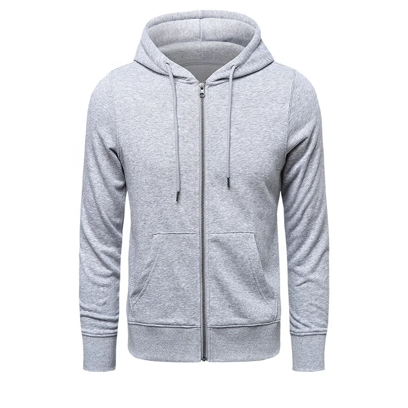 JL0923B Gym Fitted Longline Hoodie Mens Blank Full Zip up Hoodie Cotton Spandex Hoodies With Zipper