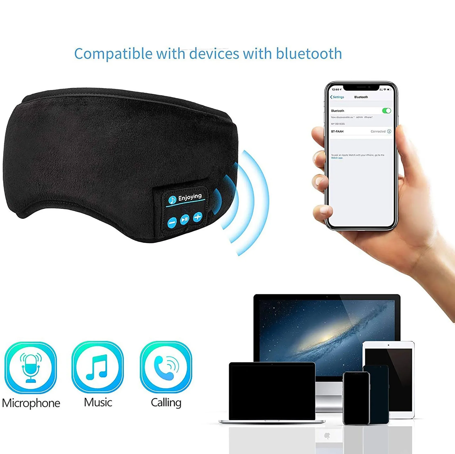 Bluetooth Sport Sleep Headband For Universal Model Fashion New Designer Luxury Custom Adjustable Myc0281 Laudtec details