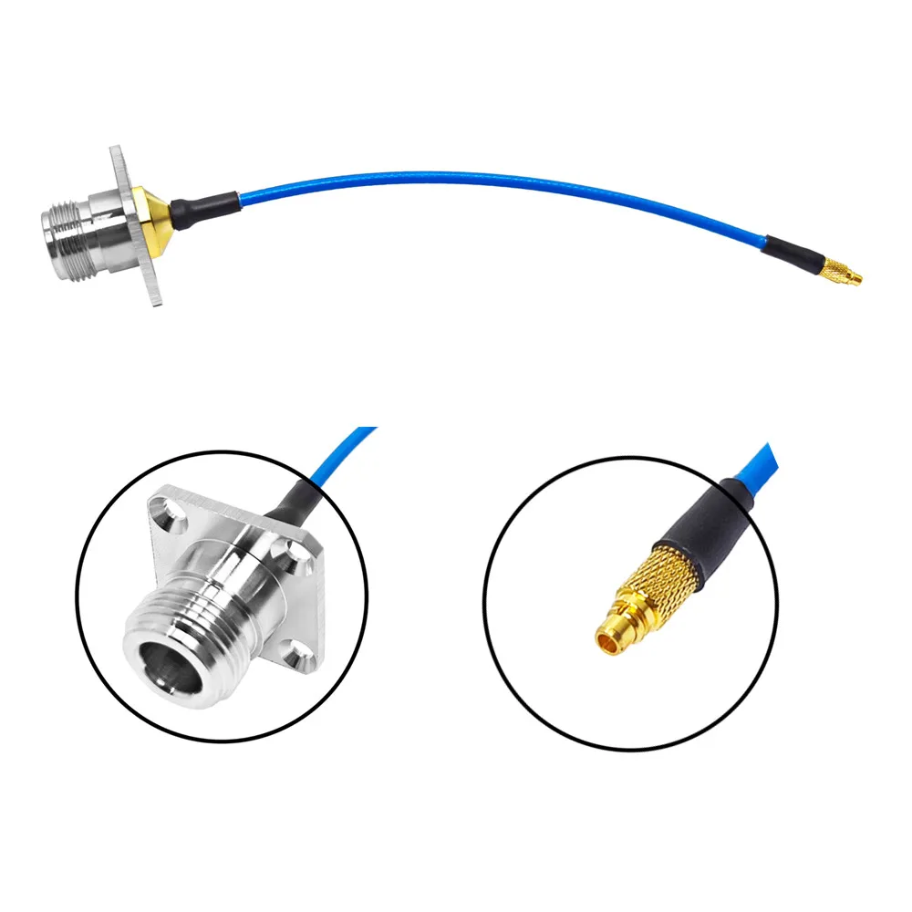 Factory Supply N Female Jack Panel Flange Mounting 25.4mm to MMCX Male Plug for SS405 Rf Jumper Cable Assembly