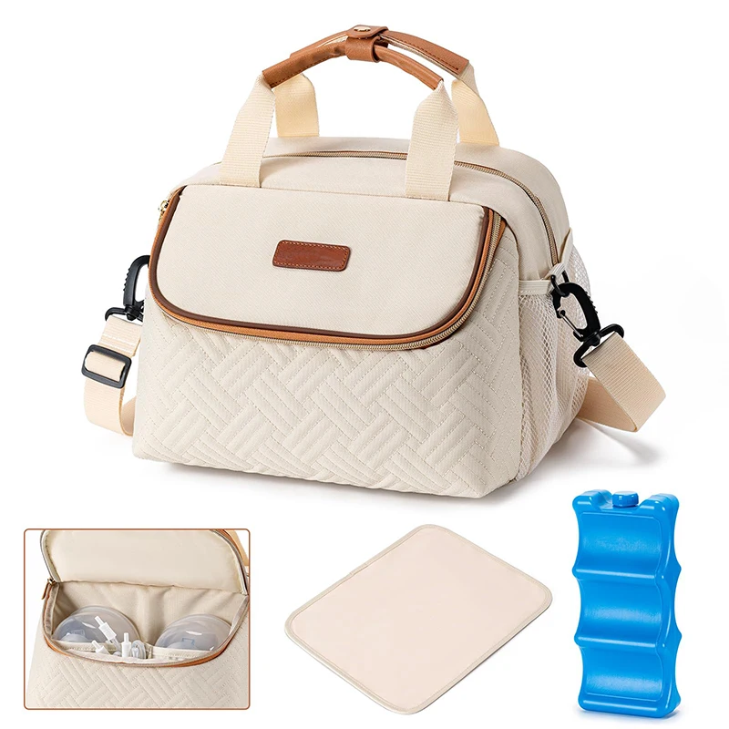 Mommy Travel Outdoor Insulated Breast Pumps Cooler Shoulder Bag Baby Bottles Breastmilk Cooler Bag with Ice Pack