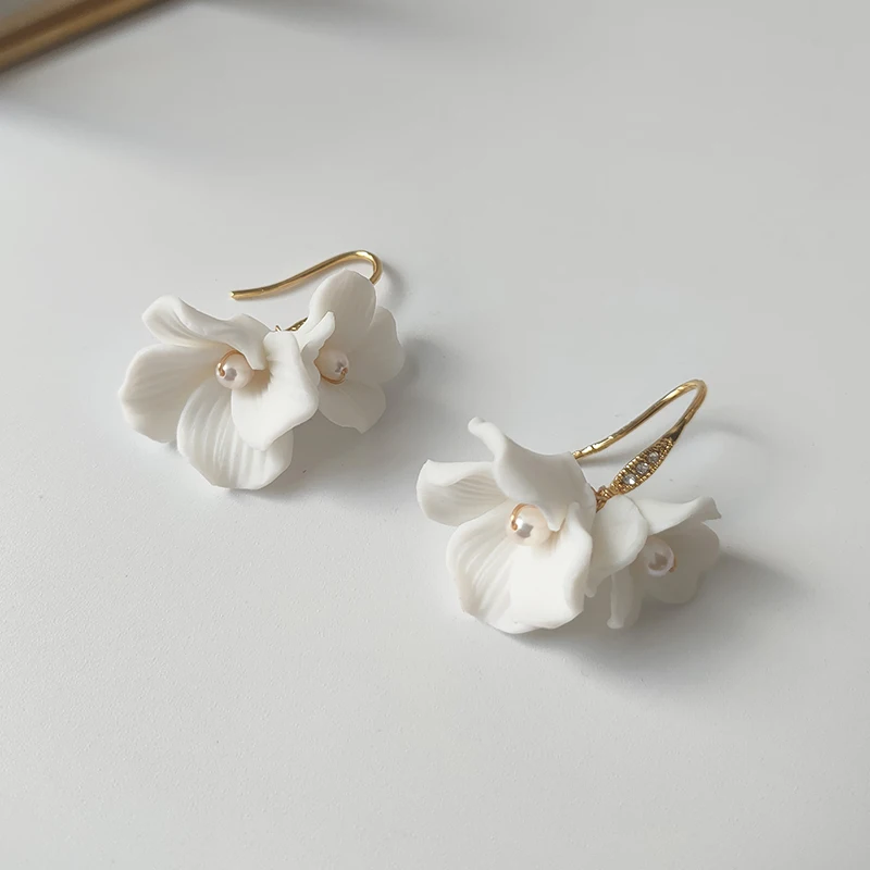 Mixed Styles Handmade Ceramic Flower Bridal Earring Wedding Pearl Earrings Fashion Women aperçu 14