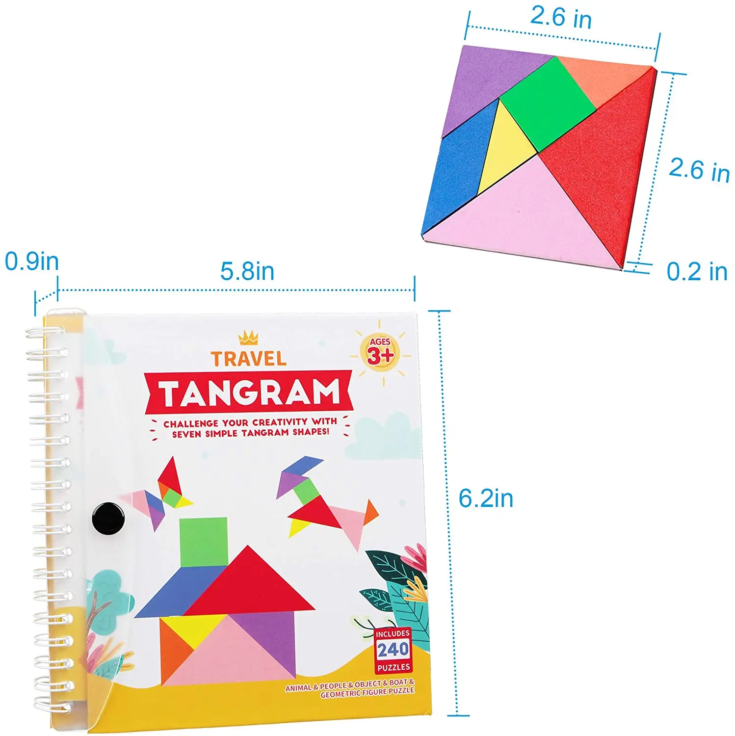 Puzzle Tangram de voyage avec 2 plaques magnétiques - Jeux de