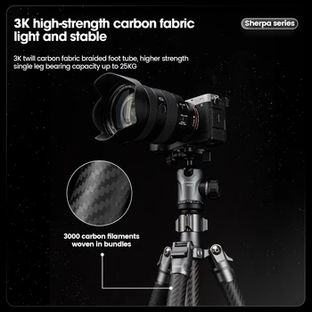 Portable Outdoor Travel Camera Tripod With 360 Panorama Ball Head Carbon Fiber Tripod Stand for Dslr Camera detail image