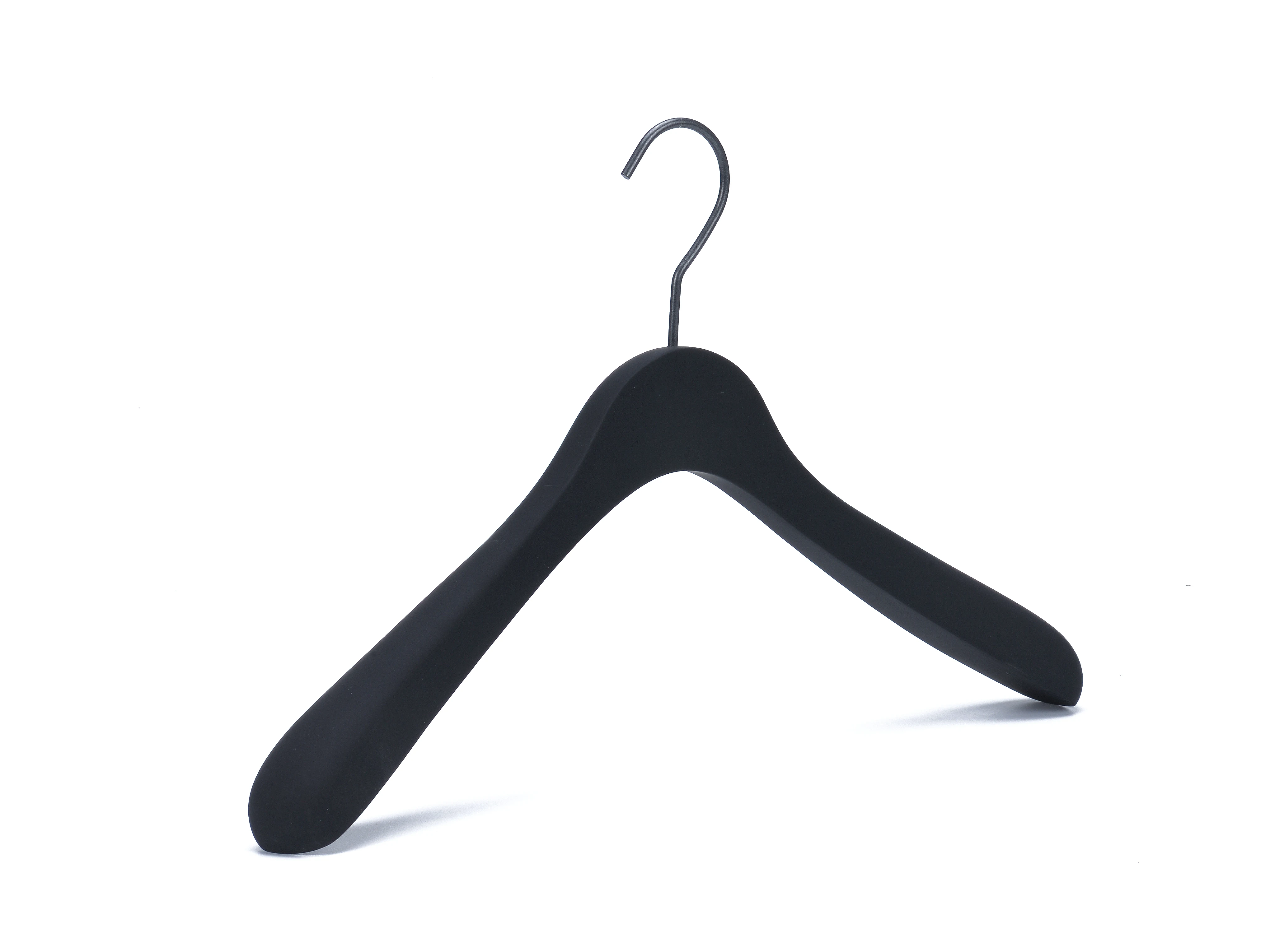 Black Wooden Coat Hangers with Chrome Clips