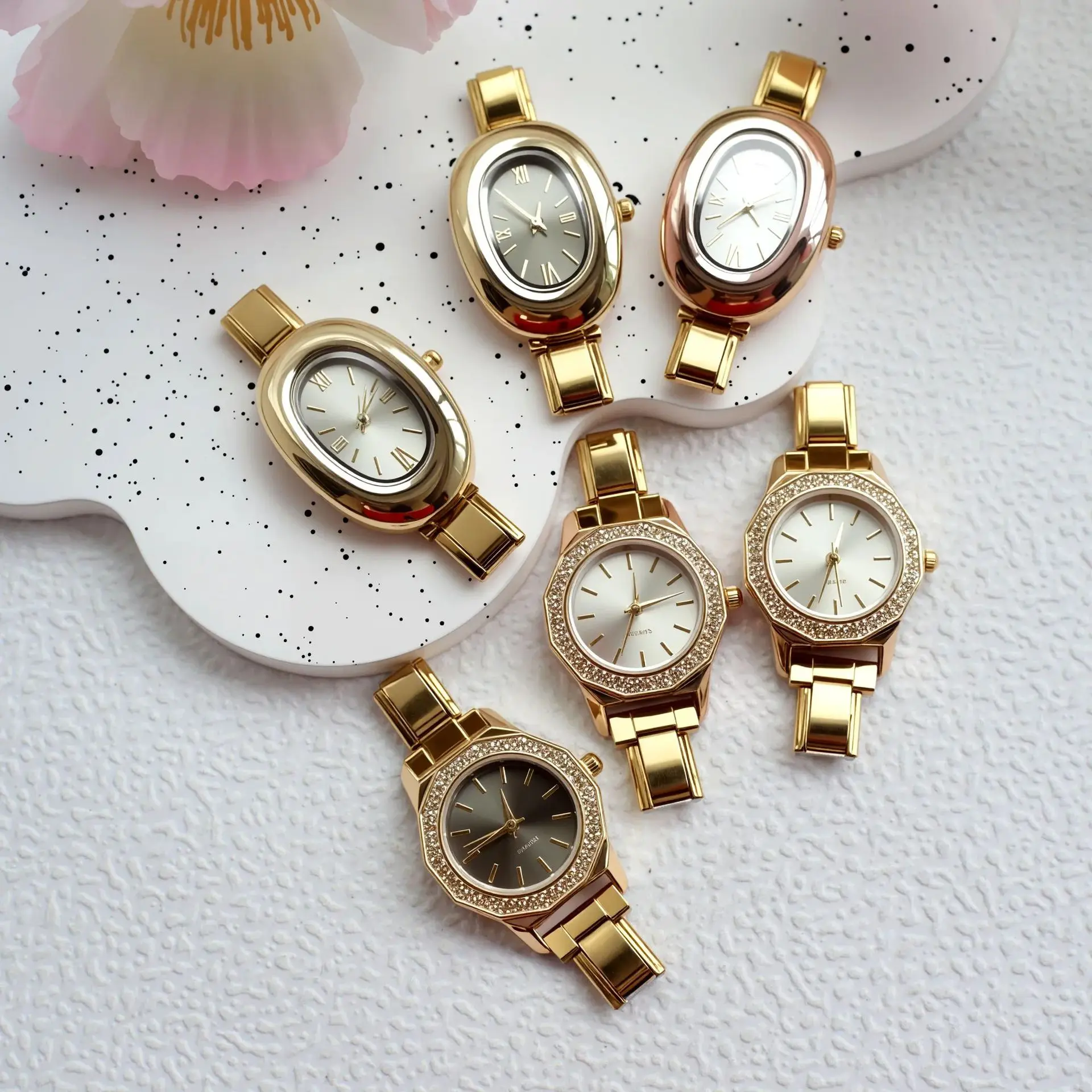 Cross-border Best-Selling Modular Oval Pointer Unisex Quartz Watch Stainless Steel Band Eco-Friendly Wholesale Versatile DIY