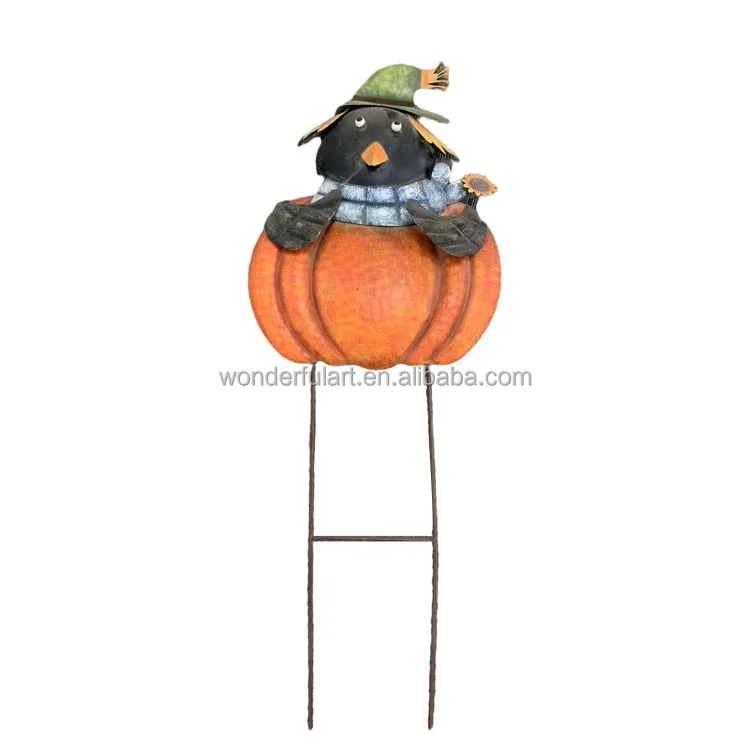 Bo Nice Hand Painting Metal Pumpkin Wall Decoration Iron Homedecor Hanging Ornament Owl for the Harvest Festival Holiday Gifts