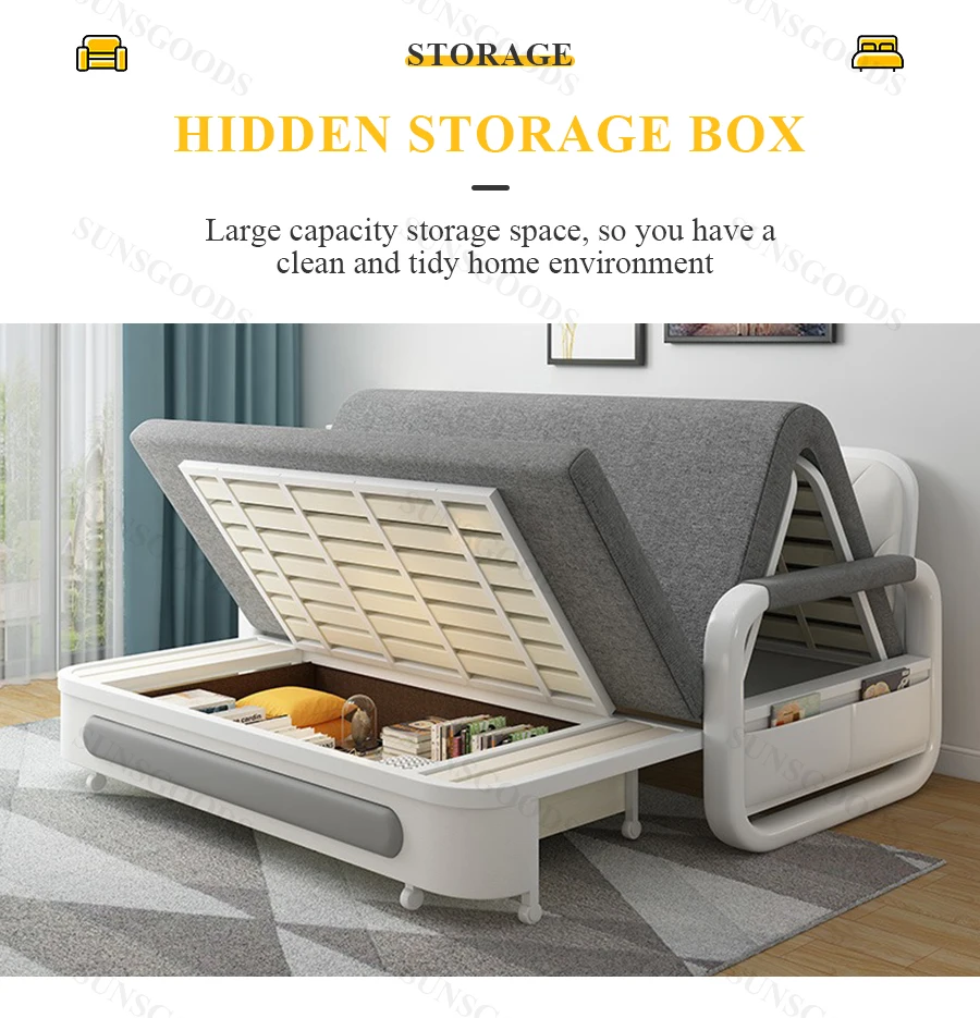 Modern Wooden Folding Chair Living Room Multifunction Divan Sleeper