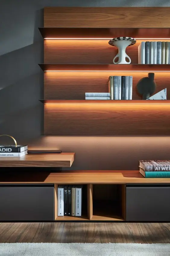 ISO 9001 Certificate Wooden High Bookshelf Modern Design Display Bookcase