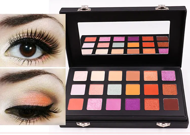 Eyeshadow Palette 2022 New Trending Private Label 18 Colors Waterproof Wholesale  Luminous Metallic Orange Eye OEM