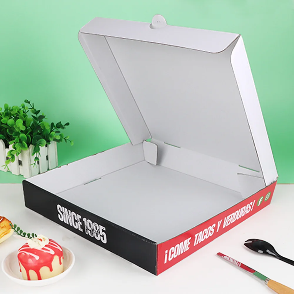 Персонализирано принтирана кутия за пица от крафт хартия, хранително качество, гофриран картон, опаковка, кутия за доставка на храна, за ресторант