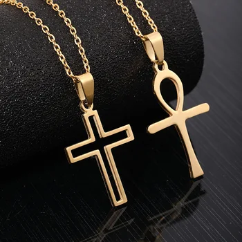 pendant gold steel necklace cross 18k fashion necklaces jewelry chain stainless women charm plated custom men 14k