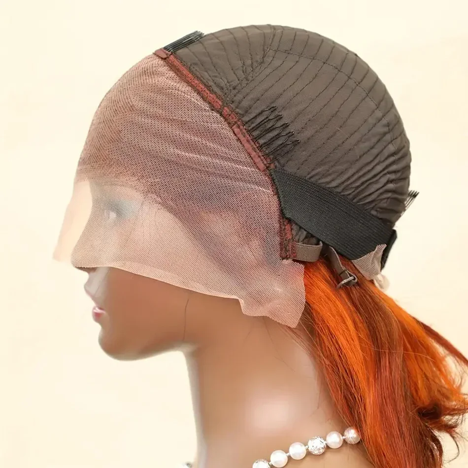 Brazilian Remy Human Hair Short Bob Wigs Lace Frontal for Women Ginger Orange Pre Plucked_voghion.com