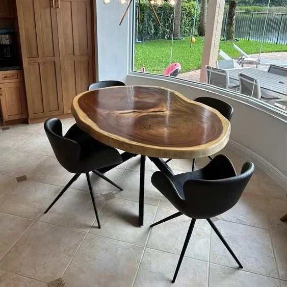 High Quality  Simple Style Solid Wood Fashionable Design Dining Table Natural Wood Slab