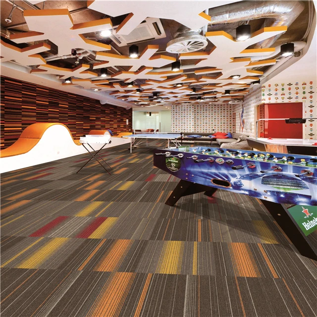 Office Carpet Tiles Self Adhesive Commercial Pp Removable Fireproof Stripe Bitumen Or Pvc