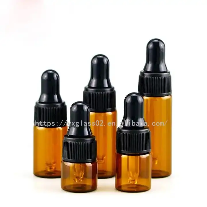 Custom small capacity frosted/glossy essential oil 1ml 2ml 3ml 5ml cosmetics glass dropper bottle supplier