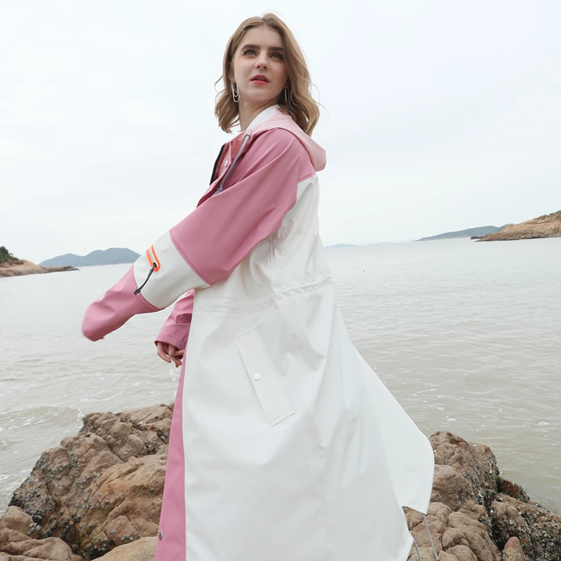 Long Fashion Raincoat Women Waterproof Windproof Hood