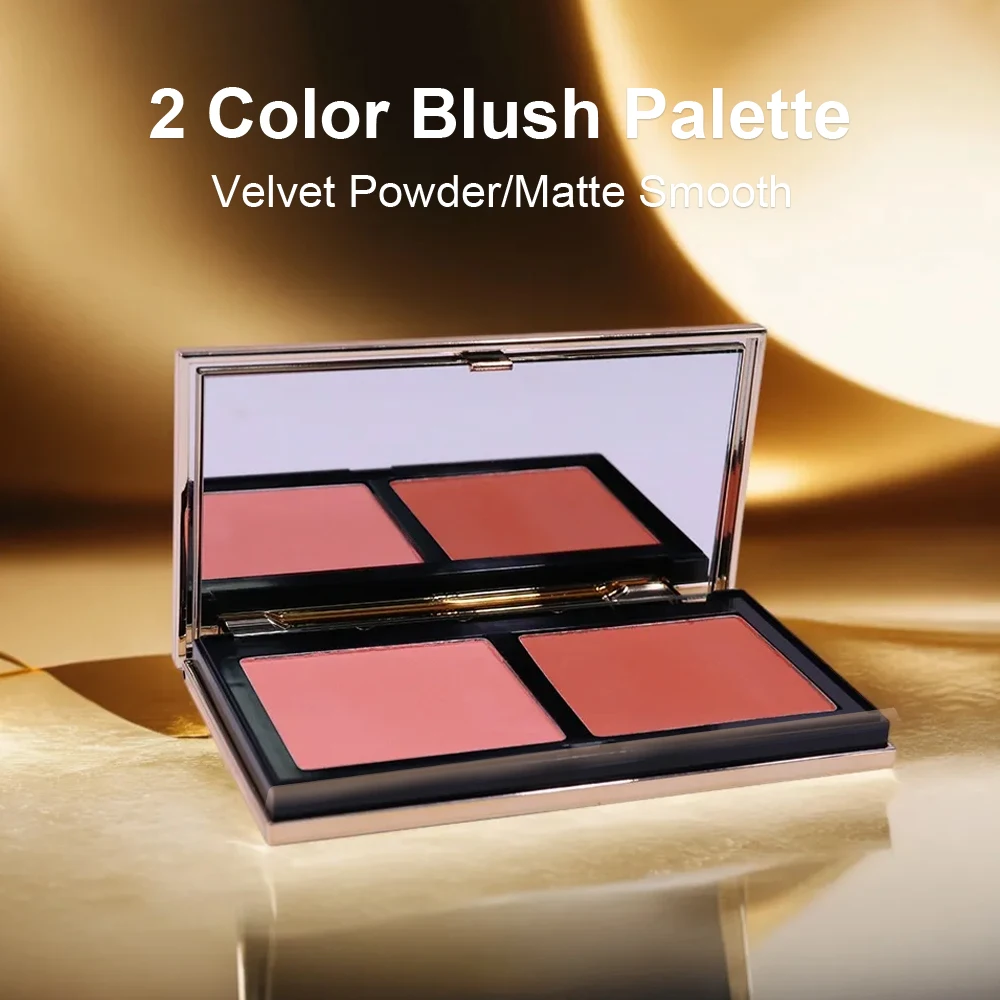 OEM&ODM Fashion Lady Beauty Face 2 Color Powder Blusher Makeup Private Label Double Blush Palette manufacture