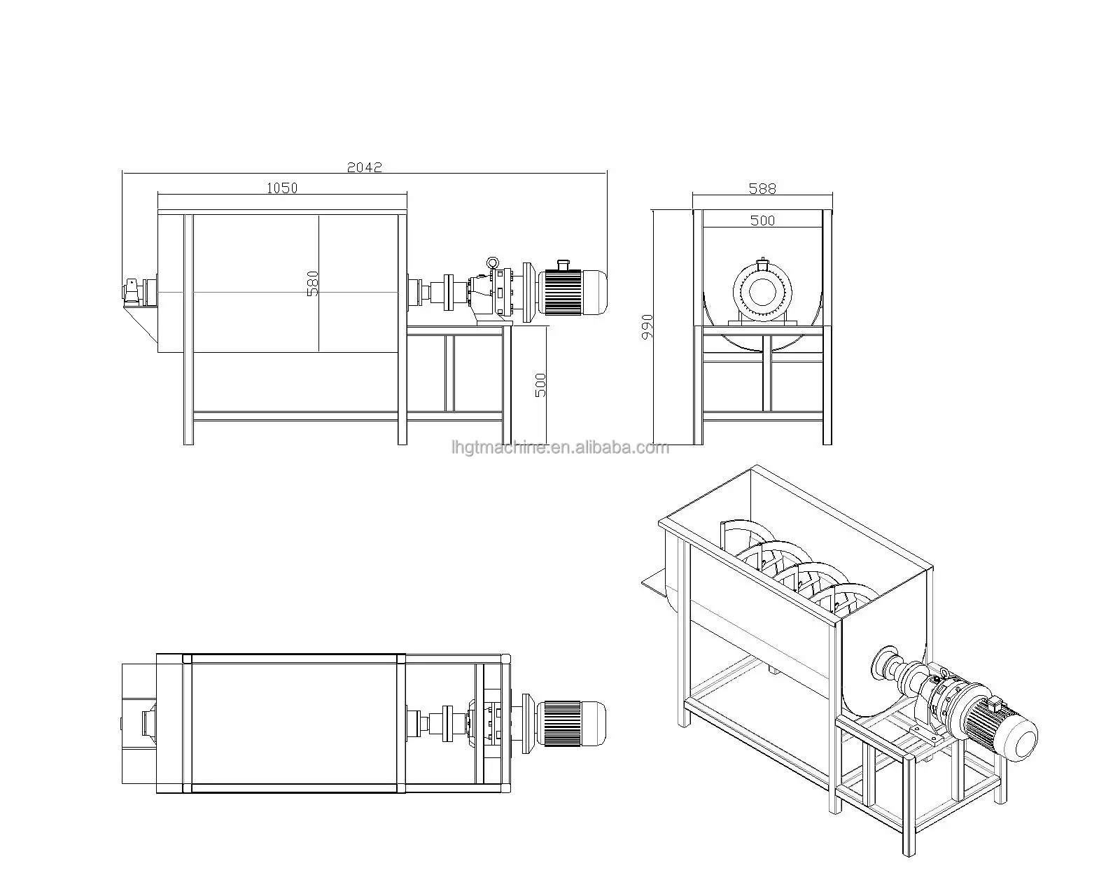 1 Ton Industrial Mixer Dry Milk Powder Blender Food Double Mix