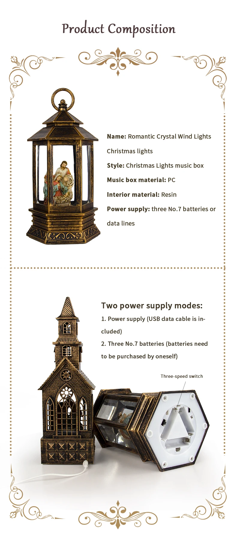 Supplies Custom Decorations Retro Gift Music Box Christmas Lantern