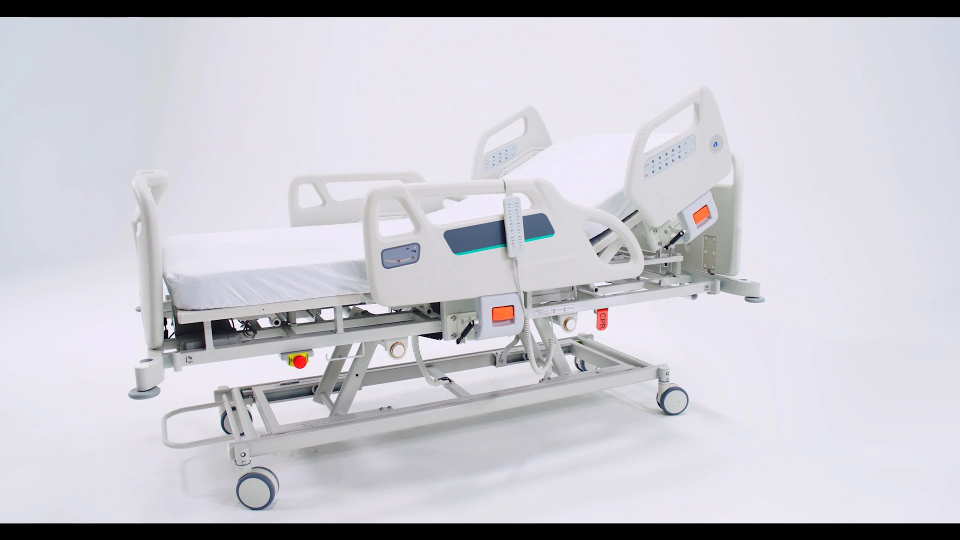 Full electric automatic adjustable medical <a class='inkey' style='color:blue' href='https://www.vudvt.com/nusing-bed' target='_blank'>hospital bed</a> for ICU patient nursing with turning over tilting sitting care details