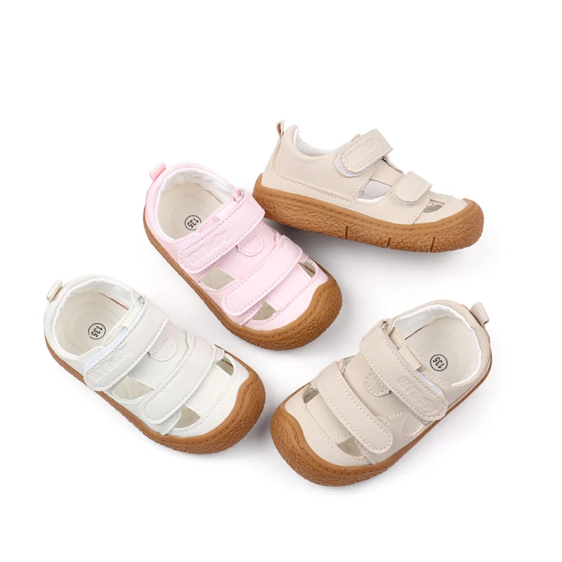 Hook&loop Summer Baby Girl Toddler Sandals Anti-Collision Toe Sound Baby Shoes When Walking