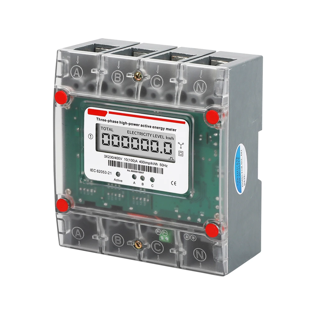 Big Power 100A  Electronic   Three-phase  High-power  Active  Energy  Meter   No Transformer Required  Pass-through Meters