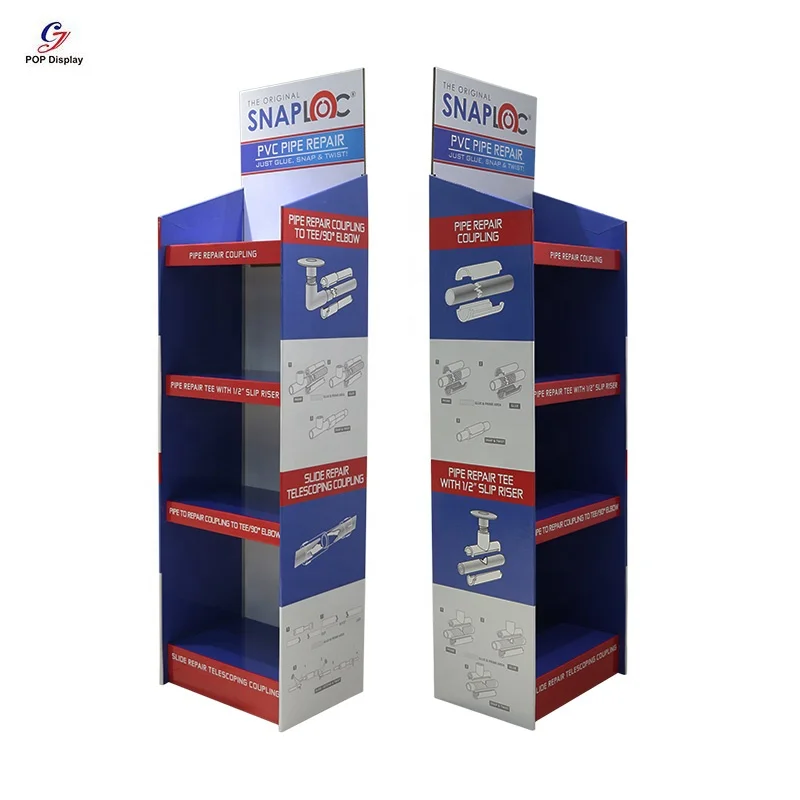 New Design Customized DIY Cardboard Pallet Display Rack Retail Promotional Floor Pos Shelving Paper Display for Pipe Glue Stand