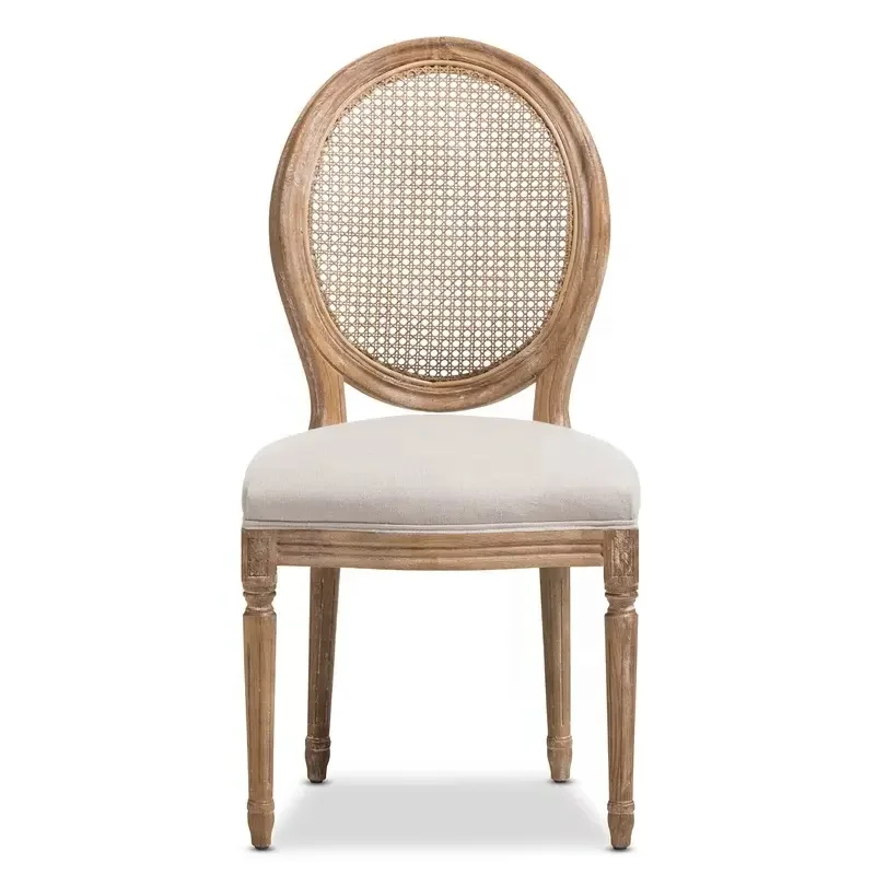 TOSEE Furniture French Desgine Fabric Seat Rattan Cane Back Louis Event Wedding Dining Chair