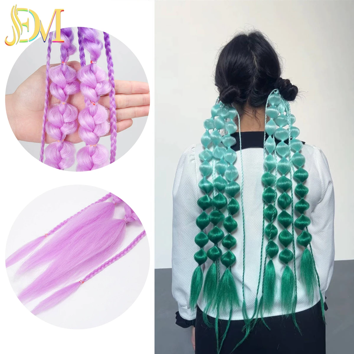 【 】★BUBBLE BRAID SLIDE★正規品★韓国人気★ New Arrivals 5 Strands Hair Lantern Ponytail 24inch Handmade