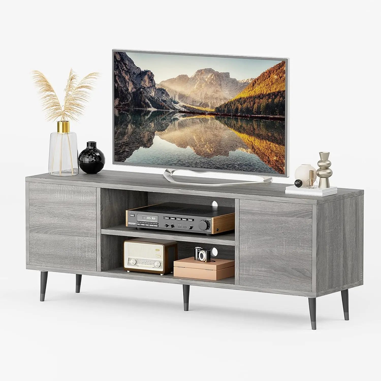 Midcentury Modern Tv Stand For 55/65 Inch Tv,Entertainment Center With