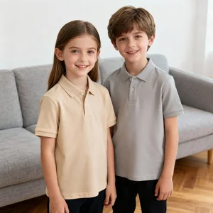 OEM ODM Custom Embroidered logo Boy Clothing Uniform Cotton Plain Comfortable Classy Style Polo T Shirts for Kids