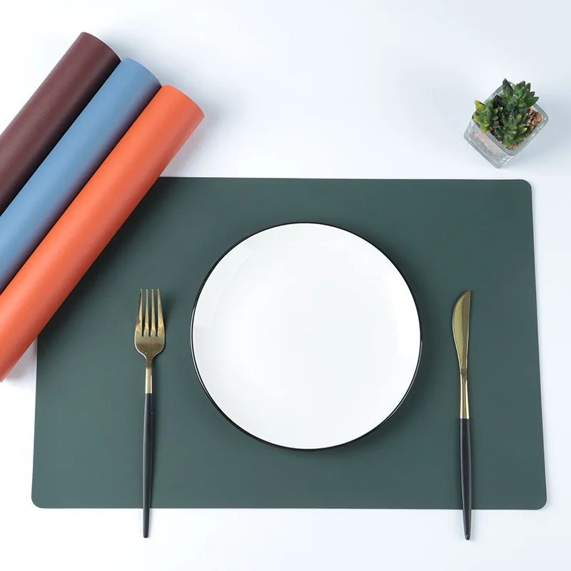New Product Nordic Rectangular Leather Placemats Wear-Resistant Oil Insulation Desk Pad Wholesale