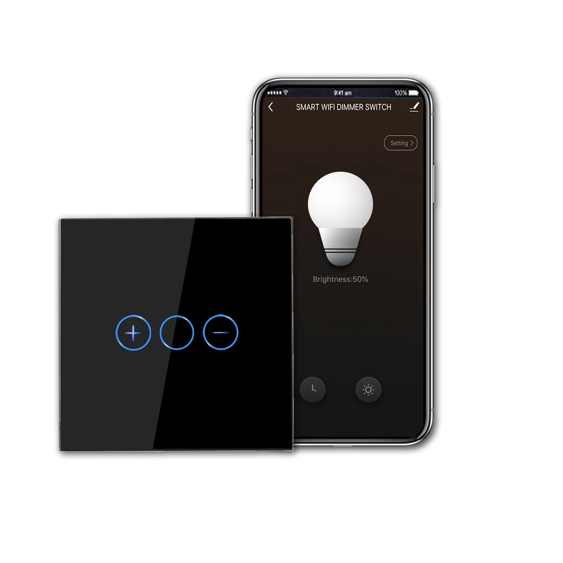 Bingoelec Zigbee 1Gang Tuya Google Alexa Smart Wall  Touch  Glass Touch Panel Dimmer Light  Switch for Led