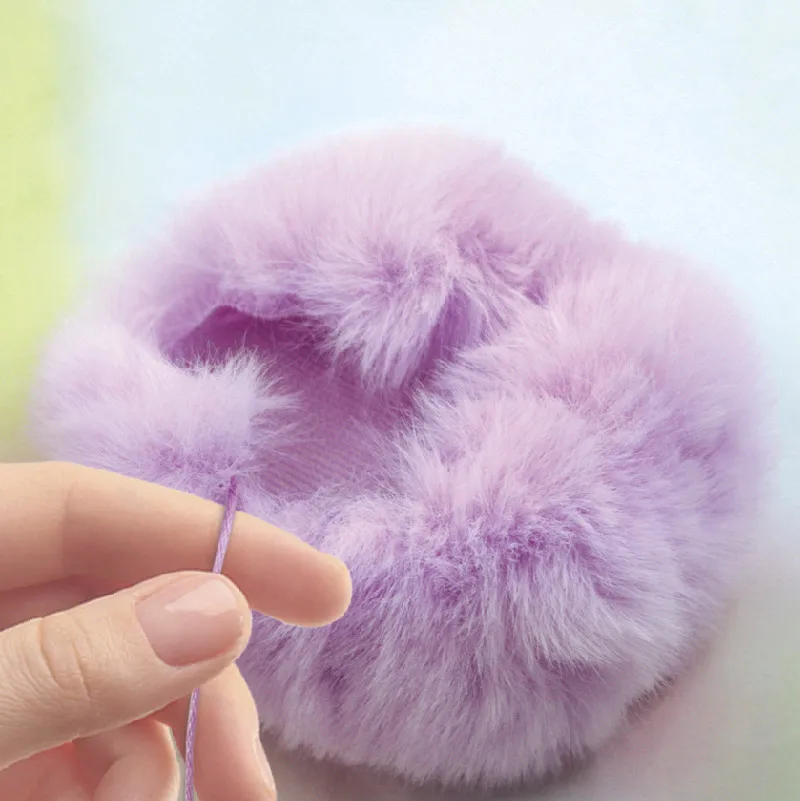WD RTS Bulk DIY Children Handmade Sewing Stitched Fabric Suture Cute Pulse Plush Furry Pompom Sloth Bag Charm Key Ring Chains